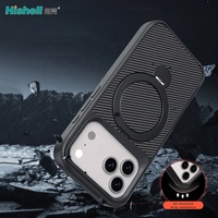 Étui de téléphone en fibre de carbone avec support magnétique |   Coque de protection antichoc pour iPhone