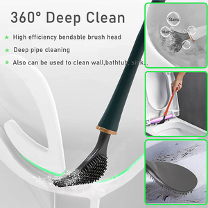 <span class=keywords><strong>Brosse</strong></span> de nettoyage de toilettes murale en silicone <span class=keywords><strong>moderne</strong></span> <span class=keywords><strong>et</strong></span> <span class=keywords><strong>hygiénique</strong></span> avec long manche <span class=keywords><strong>et</strong></span> support – Accessoires de nettoyage pour salle de bain - Product Image 2