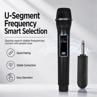 Microphone dynamique sans fil portatif à réduction de bruit, bande UHF, fréquence réglable, écran LCD, idéal pour les églises et les petites scènes