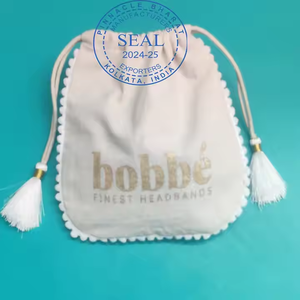 Sac cadeau de mousseline de coton rayé personnalisé de qualité supérieure pochette de bonbons personnalisée bohème avec impression de logo - Product Image 2