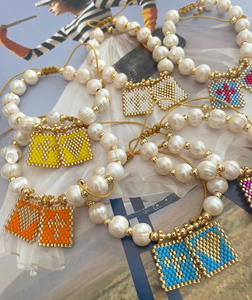 <span class=keywords><strong>Bracelet</strong></span> à breloques en corde élastique en <span class=keywords><strong>plastique</strong></span> pour filles, fait à la main, Style Simple, Boho, croix, cœur, perle d'eau douce naturelle, perlé - Product Image 6