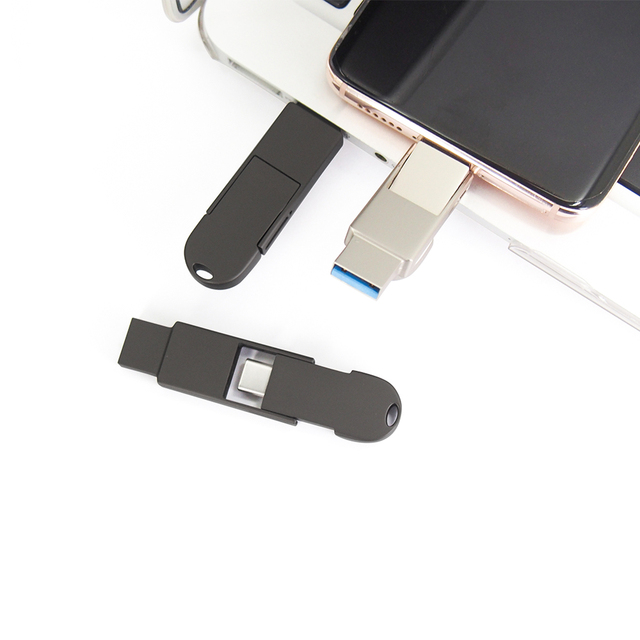 Scratch-Resistant OTG Swivel USB 3.0/2.0 Type-C Metal Body Pendrive with Custom Logo for PC Daily Use
