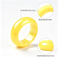 Bague en jadéite jaune naturelle de type A, anneau uni, bijou unisexe en jade, cadeau pour hommes et femmes