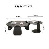 Table basse ronde en verre Laque noire Table d'appoint en bois Mdf pour salon