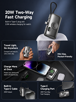 Power Bank Mini Kapsul 10000mAh PD20W Pengisian Cepat Kabel Tipe-C Terintegrasi Pengisi Daya Jam Tangan Nirkabel Baterai Eksternal Portabel