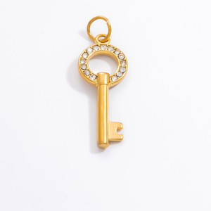 Colgantes de Moda, Dijes de Acero Inoxidable, Chapados en Oro de 18k, con Diseño de Diamante, Cruz, Llave, Luna, Corazón y Ojo, Accesorios de Joyería Unisex - Product Image 4