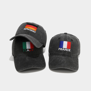 Gorra de Béisbol Vintage de Algodón Lavado con Logotipo Bordado de la Bandera Nacional, Gorra Personalizada con Hebilla Metálica de la Bandera de un País de Fútbol Mundial - Product Image 2