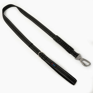 Schwarzes Hunde geschirr halsband und Leinen-Set Verstellbare atmungsaktive weiche Materialien mit individuellem Patch und reflektieren den Nähten - Product Image 5