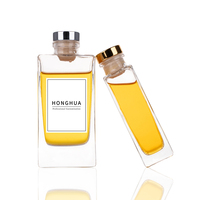 Bouteilles diffuseurs de parfum en verre carrées plates de luxe en gros, 120 ml et 150 ml, contenants vides avec couvercles pour parfums d'intérieur