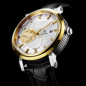 Đồng Hồ Cơ Tự Động UTIME Cho Nam, Đồng Hồ Đeo Tay Dây Da, Chống Nước, Phong Cách Thương Nhân Cổ Điển, Có Miếng Vá Vàng UTIME - Product Image 5