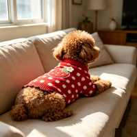 Vêtements pour animaux de compagnie à la mode, pull en tricot à pois pour chien, col roulé en dentelle, chaud pour l'hiver