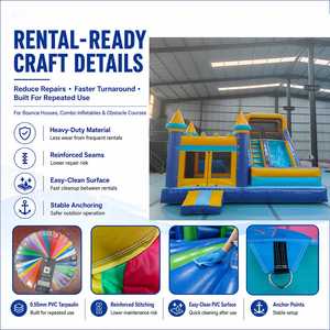 Château gonflable commercial combiné avec toboggan, structure de saut gonflable en PVC pour fêtes d'enfants - Product Image 4