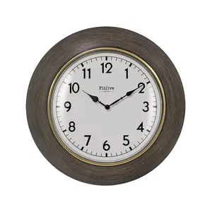 11.9 Inch Customized Wall Clock Plastic Material Wooden Style Circular Shape Decorative Clock for Home or Office Wholesale