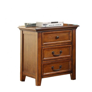 Luxury Retro <strong>Small</strong> Smart Bed Side <strong>Table</strong> <strong>with</strong> 3 <strong>Drawers</strong> Brown for Bedroom - Product Image 1