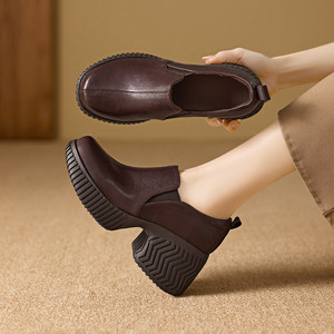 Botines de Mujer de Piel Auténtica de Alta Calidad, Estilo Europeo Retro, Sencillos y Versátiles, con Plataforma, para Otoño/Invierno - Product Image 4