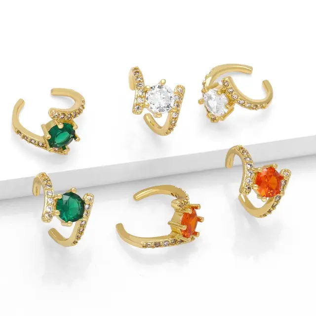 Boucles d'oreilles à clip à la mode européenne Boucles d'oreilles luxueuses et légères en plaqué or 18 carats Boucles d'oreilles en diamant coloré INS