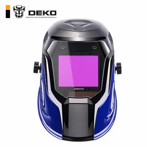 Deko capacete de solda azul DNS-980E, capacete de solda alimentado por energia solar para máquina de solda mma mig com escurecimento automático para soldador de pp