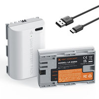 K&F Concept Cocok untuk Canon EOS 90D, 80D, 70D, Baterai Kamera Canon LP-E6NH Kapasitas Tinggi 2-Pack Pengisian Cepat Tipe-C 2600mAh