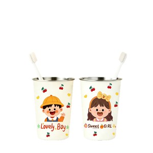Vaso para enjuague bucal de acero inoxidable 304, diseño de dibujos animados, antibacteriano, para niños y uso familiar - Product Image 5