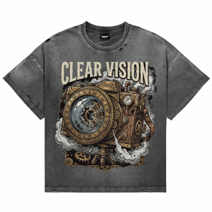 Vintage Acid Wash Distress Men's Breathable T-Shirts Custom Steampunk <b>Camera</b> DTG <b>Print</b> Short Sleeve Apparel Casual O-Neck Tees - Product Image 1