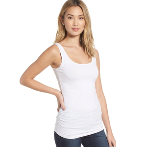 Camiseta sin mangas de algodón para mujer, cuello redondo, informal, color liso, suave, transpirable, ecológica, para verano, básica, para el día a día, con encaje, de secado rápido - Product Image 1
