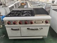 Cuisinière à gaz en acier inoxydable pour cuisine de restaurant commercial, 6 brûleurs avec four