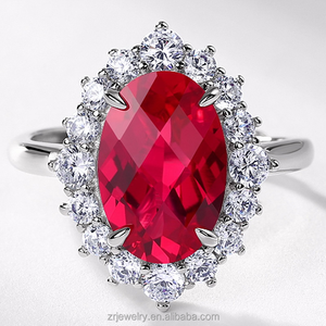 S925 Bạc Hình Bầu Dục Rubine Ring Với Ruby Đá Quý Nhà Máy Giá Bán Buôn Mới Nhất Thiết Kế Đồ Trang Sức - Product Image 2