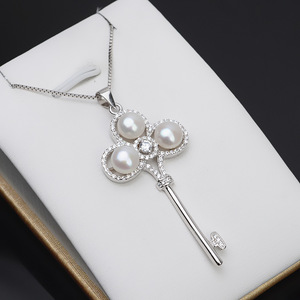 Base de Plata S925 para Llaves Grandes y Colgante de Perlas de 6-7 mm, Accesorios de Joyería DIY, Base Vacía Semiterminada 779 - Product Image 3