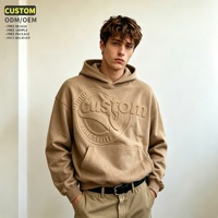 Tailles américaines, échantillon gratuit, sweats à capuche d'hiver personnalisés avec broderie 3D et motifs en relief de dessins animés, survêtements streetwear vierges à blocs de couleur unie