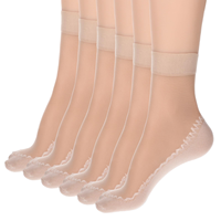 HekouJiub 12 paires de chaussettes fines en nylon transparent pour femme, antidérapantes (couleur chair)