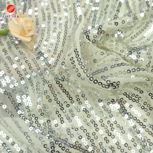 Fabricante de alta calidad Material de tela poliéster <span class=keywords><strong>Spandex</strong></span> estiramiento suave tul malla amarillo lentejuelas bordado tela para vestidos - Product Image 3