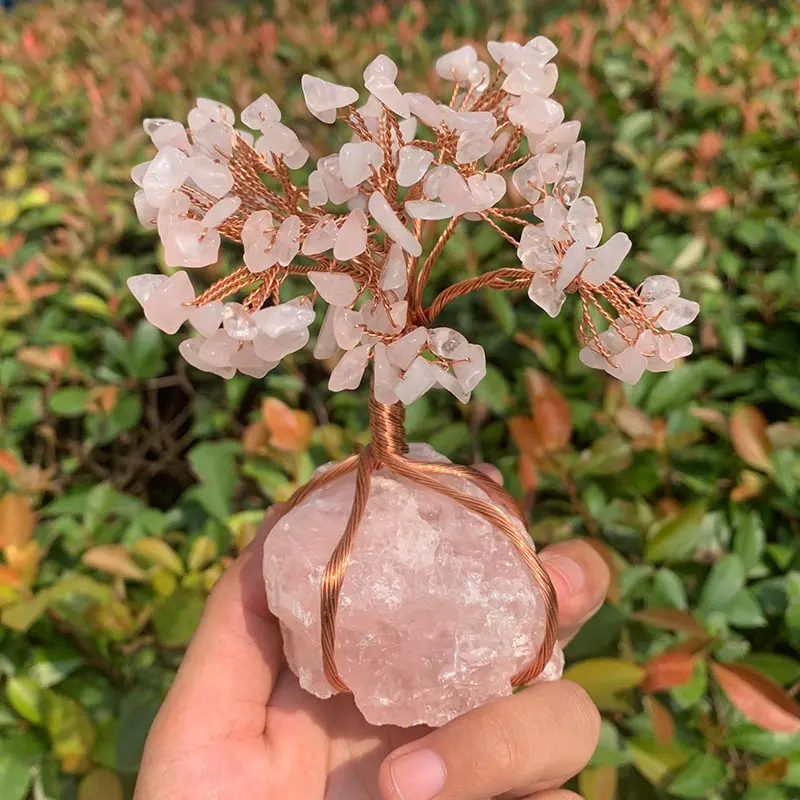Natural High Quality Healing Crystals And Stones Fortune Tree Rose Quartz Amethyst Crystal Money Tree for gift