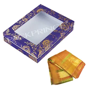 Wholesale Luxury Lid And Base Cardboard Sari Sada Silk Sarees Packing Paper Box Packaging Box In China