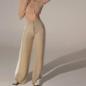 צבע ניגודיות פס רחב רגליים מכנסי טרנינג מכנסי טרנינג נשים סתיו חדש נשים מותן גבוה דק מכנסי אופנה רפויים - Product Image 3