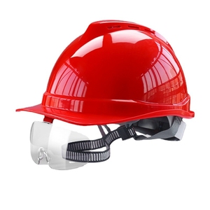 Casque de sécurité ABS pour travaux de construction, vente en gros d'usine, avec lunettes de protection PC, équipement de protection industrielle pour la tête et les yeux - Product Image 1