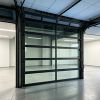 Porte de garage commerciale moderne à enroulement rapide en verre trempé pleine vue, anti-effraction, automatique, électrique, en alliage d'aluminium