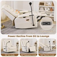 Fauteuil inclinable Power Glider pour chambre d'enfant, canapé électrique pivotant et à bascule en cuir surdimensionné avec support lombaire, chargement USB et porte-gobelet intelligent