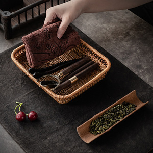 Handmade Rattan Storage <b>Baskets</b> Rectangle Eco Friendly Tea Ceremony Accessories Fruit Plate Snack <b>Tray</b> Dehua Origin - Product Image 3