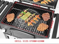 Barbecue au charbon de bois de jardin IT-7010 avec ventilateur, design extérieur, barbecue sans fumée, chariot de barbecue, barbecue au charbon de bois américain