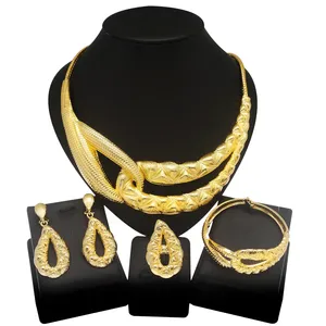 Yulaili conjunto de joias, conjunto de joias de luxo, moda italiana, dourada, design ns18k, banhada a ouro, presente para mulheres