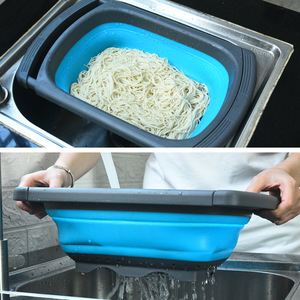Foldable Drain Basket Rectangular Fruit Vegetable Colander Kitchen Sink Strainer Extendable Storage Basket - Product Image 2
