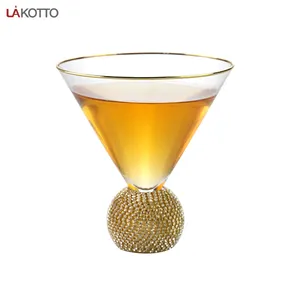Luxus Diamond Ball Base Cocktail glas Juwel Silber Gold Ball Basis boden Stemless Martini Glass