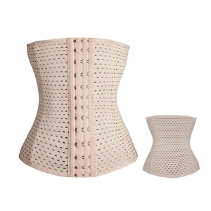 CYG-Black and <strong>Beige</strong> With Hook <strong>Corset</strong> 3 Row Hooks Waist Trainer - Product Image 1