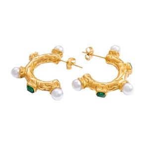 Pendientes de Aro con Perlas, Chapados en Oro de 18K, con Engaste de Titanio, para Uso Diario - Product Image 5