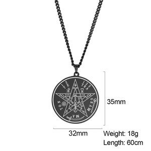 Collar con Colgante de Pentagrama, Pentáculo y Tetragramatón de Acero Inoxidable, Amuleto Wiccano de Salomón - Product Image 4