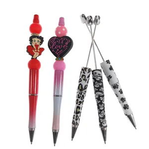 Factory Price Soft Custom Silicone Focal Beads Multi-Style Beaded Pens Charms Baby`S Ballpoint Plastic For Pens