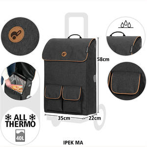 รถเข็นช้อปปิ้งใส่สบายกระเป๋าเก็บความเย็นหุ้มฉนวนสีดำ42ลิตรทนทานพับได้พร้อมที่นั่งรถเข็นช้อปปิ้งมัลติฟังก์ชั่น - Product Image 2