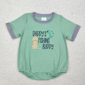 Ensemble de shorts pour bébé fille et garçon, broderie 'Daddy's Fishing Buddy', vêtements en spandex/coton, tenues d'été pour tout-petits, vente en gros - Product Image 5