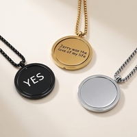 Collier avec pendentif personnalisé en acier inoxydable 316L, texte personnalisé, logo gravable, disque or, noir, argent, chaîne, bijoux OEM