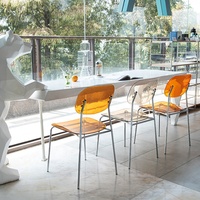 Chaise de salle à manger nordique transparente avec dossier et accoudoirs, moderne en acrylique, non pliable, pour restaurant, salon, salon de thé
